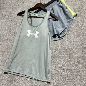 Under Armour Women's Gray Tank Top and athletic Shorts Set Size Medium